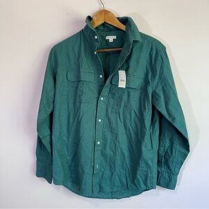 J Crew Crewcuts Linen Blend Green Button Down Shirt Size 16 NWT
